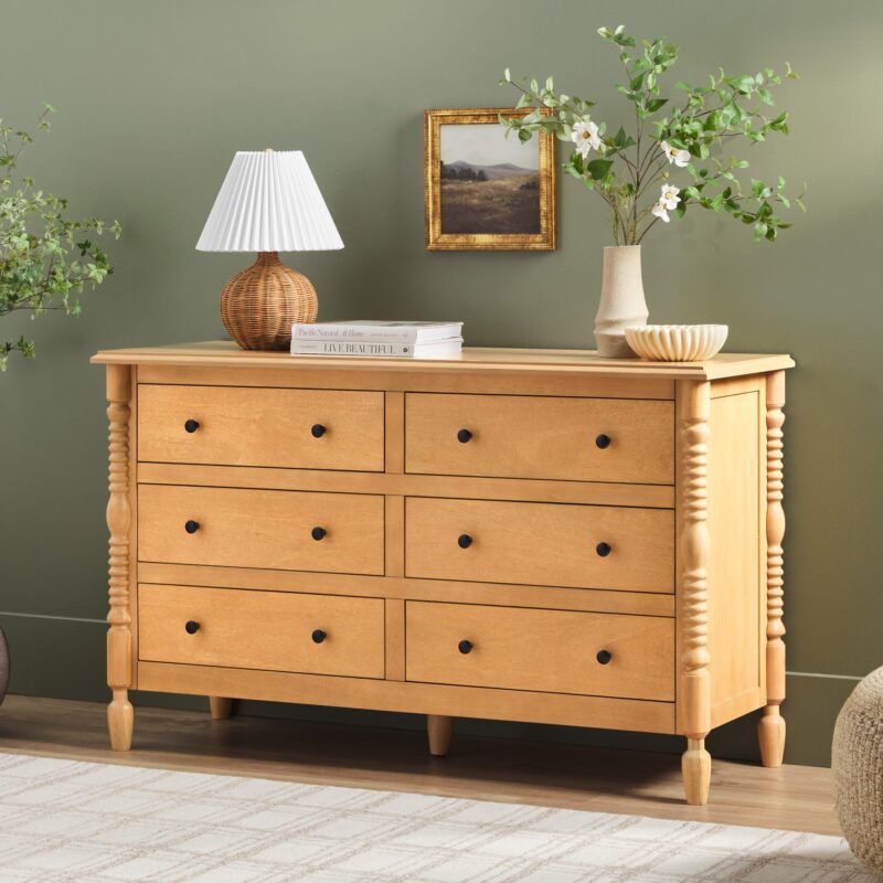Traditional Vivienne 6-Drawer Easy Assembly Solid Wood Dresser - Image 2