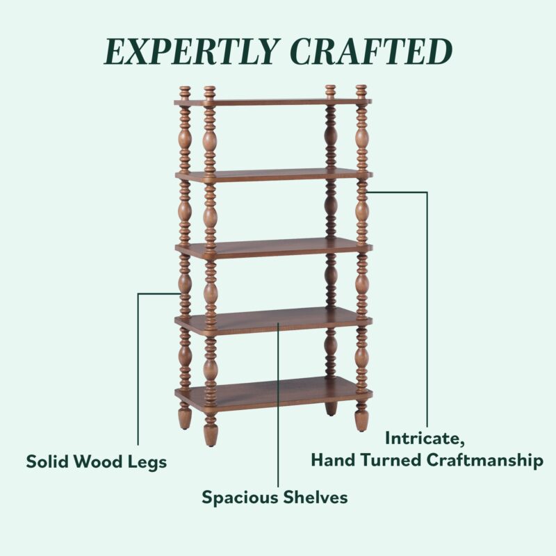 Traditional Vivienne Easy Assembly Solid Wood Short Bookshelf - Image 4