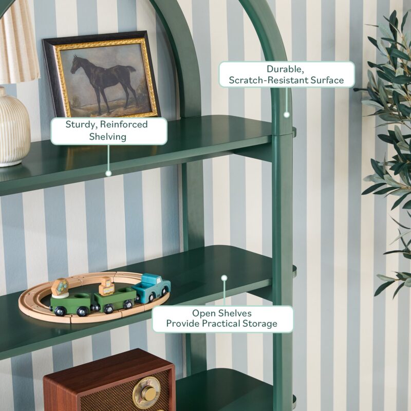 Zoey Modern Arched Wood Storage Bookcase - Image 5