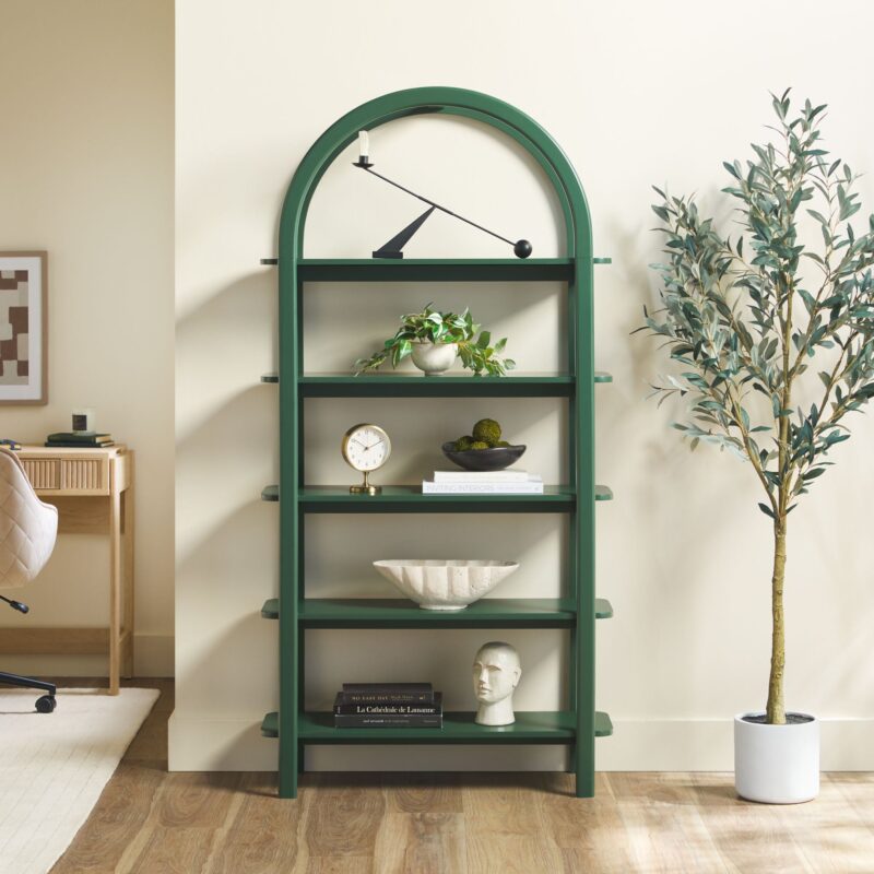 Zoey Modern Arched Wood Storage Bookcase - Image 6