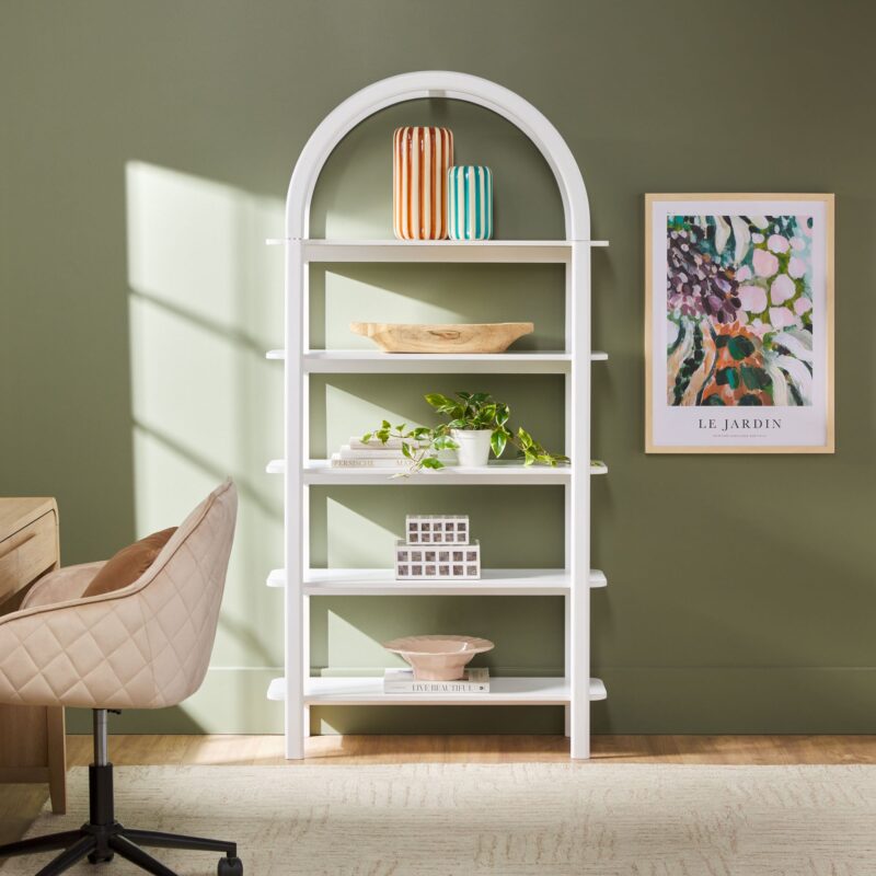 Zoey Modern Arched Wood Storage Bookcase - Image 18