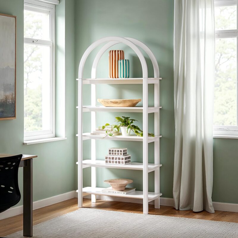 Zoey Modern Arched Wood Storage Bookcase - Image 17