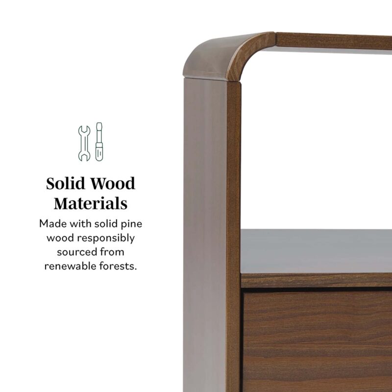 Elias Modern Curved-Frame Solid Wood Nightstand - Image 2
