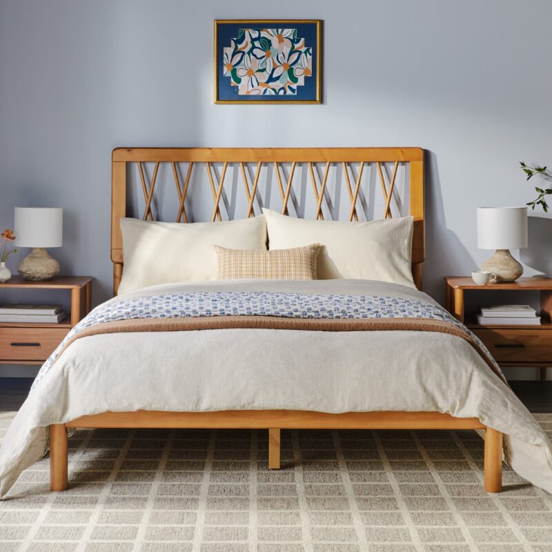 Cama X Spindle Mid-Century Modern Solid Wood Bed - Image 2