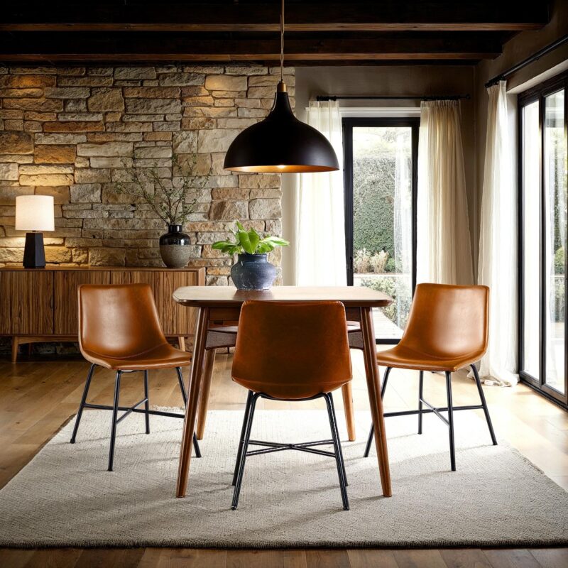 Xuma Urban Industrial Faux Leather Seating Collection (Dining Chair or Counter Stool), Set of 2 - Image 15