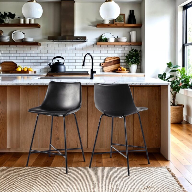 Xuma Urban Industrial Faux Leather Seating Collection (Dining Chair or Counter Stool), Set of 2 - Image 25