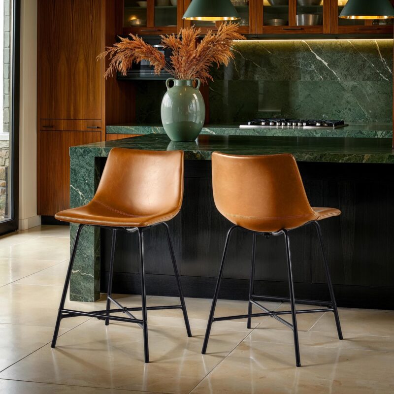 Xuma Urban Industrial Faux Leather Seating Collection (Dining Chair or Counter Stool), Set of 2 - Image 45
