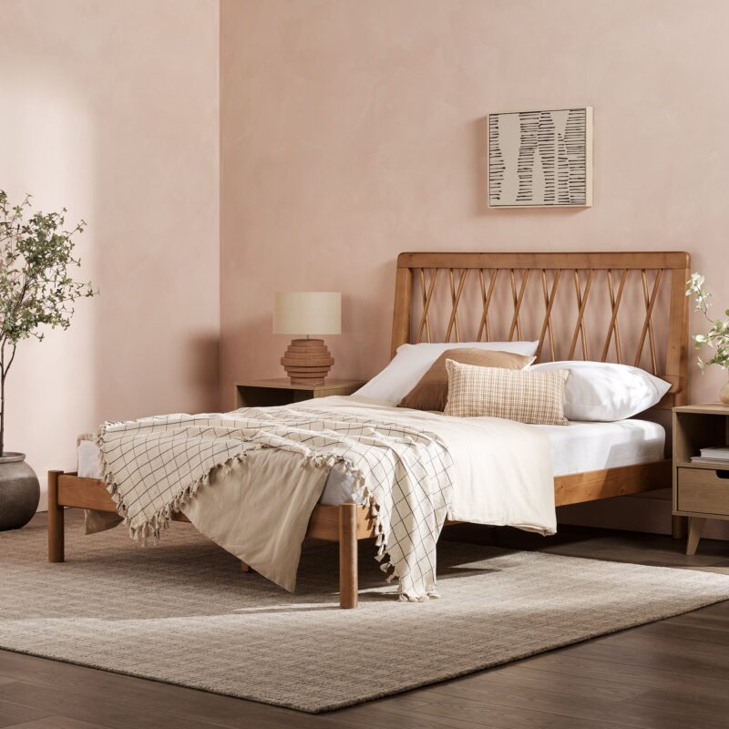 Cama X Spindle Mid-Century Modern Solid Wood Bed - Image 6