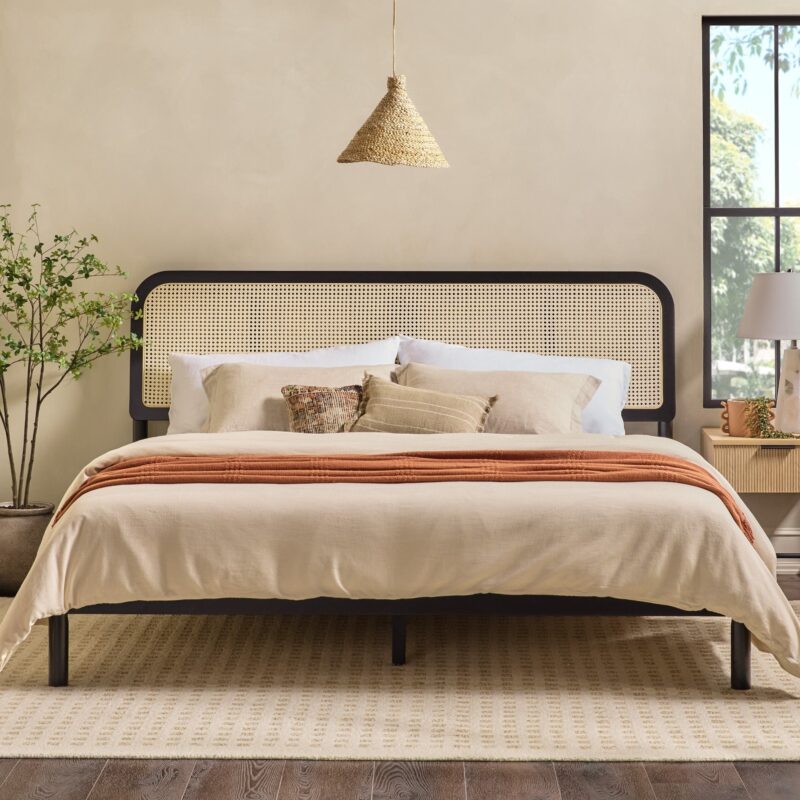 Neru Boho Curved Rattan-Headboard Bed Collection (Queen or King) - Image 17