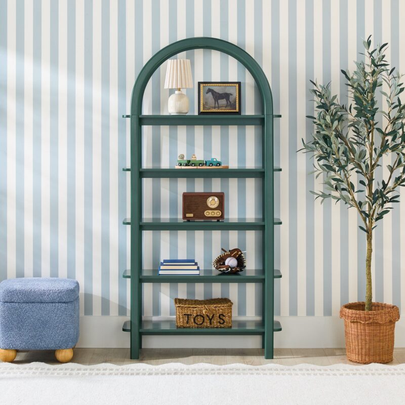 Zoey Modern Arched Wood Storage Bookcase - Image 3