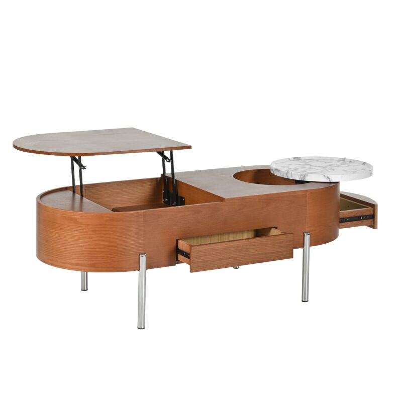 Walker Edison | Modern Lift Top Coffee Table with Marble Pattern Tray and Storage - Image 22