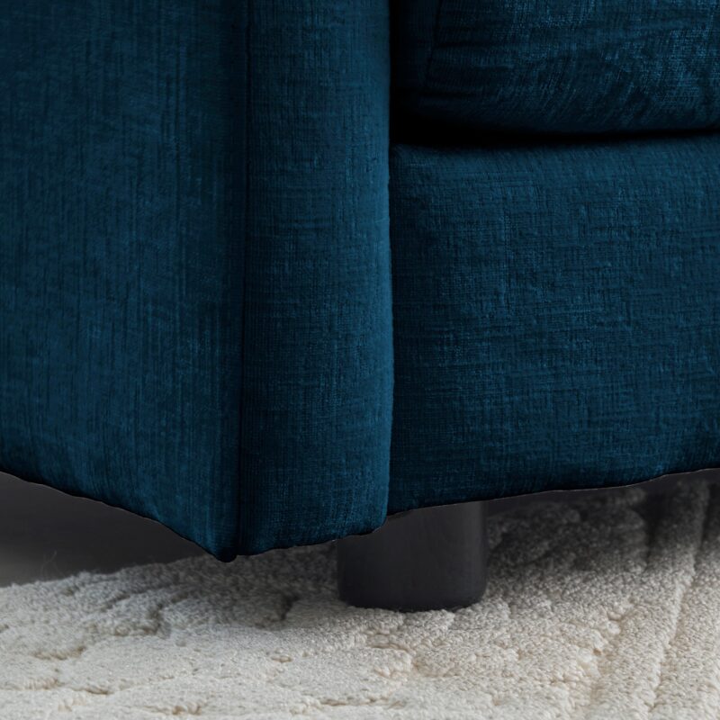 Walker Edison | Teal Chenille Cloud Accent Chair with Ottoman - Image 6