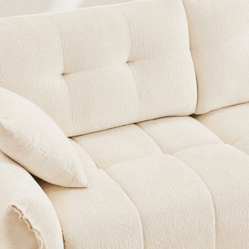 Walker Edison | Chenille Tufted 3 Seater Sofa Set With Ottoman And Throw Pillows - Image 12
