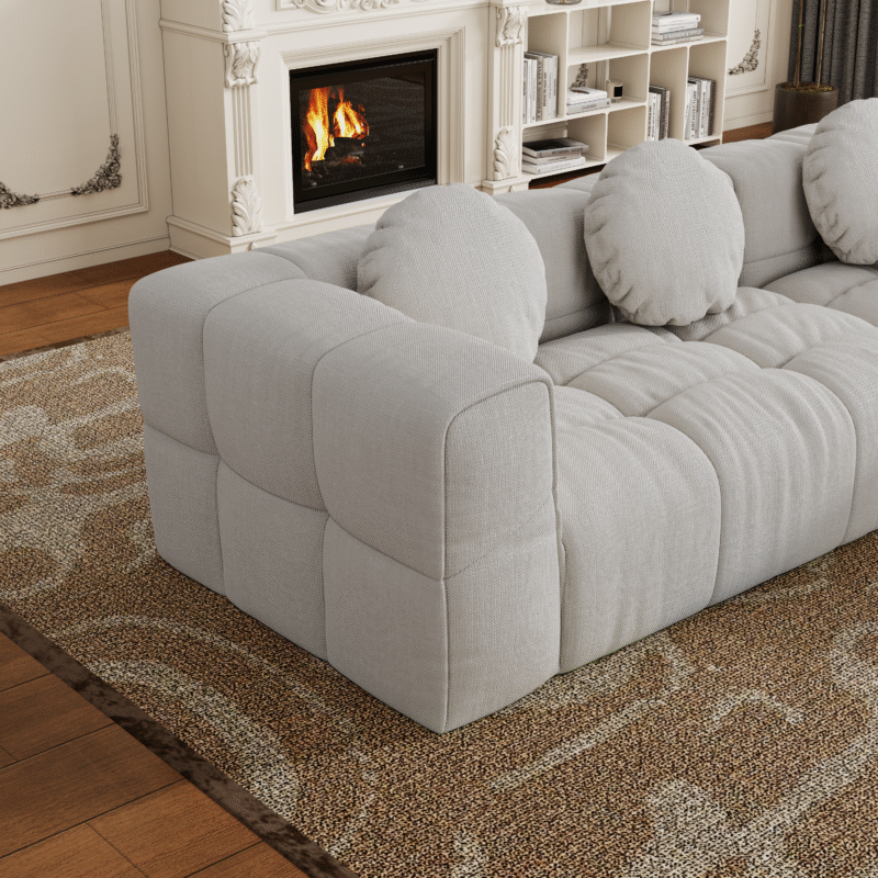 Walker Edison | Modular Minimalist Tufted Sectional Sofa Set with 3 pillows - Image 13