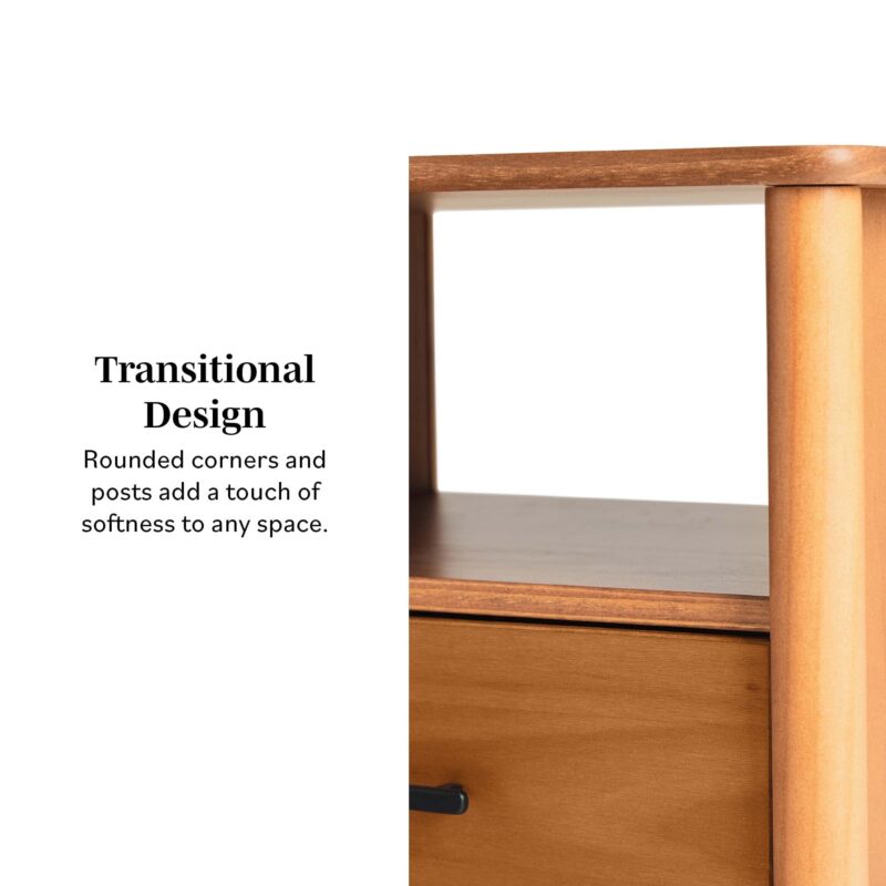 Walker Edison Spindle Transitional 1-Drawer Nightstand - Image 4