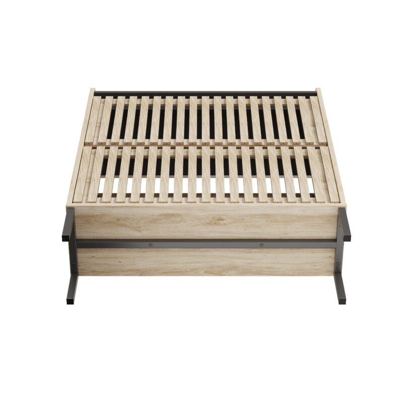 Walker Edison | Stylish Teak and Black Entryway Shoe Cabinet - Image 9