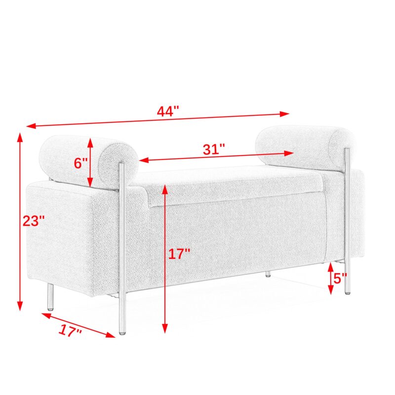 Walker Edison | Minimalist Upholstered Linen Storage Bench - Image 13