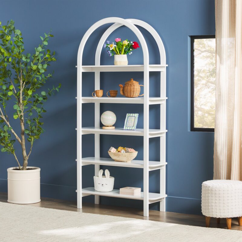 Zoey Modern Arched Wood Storage Bookcase - Image 2