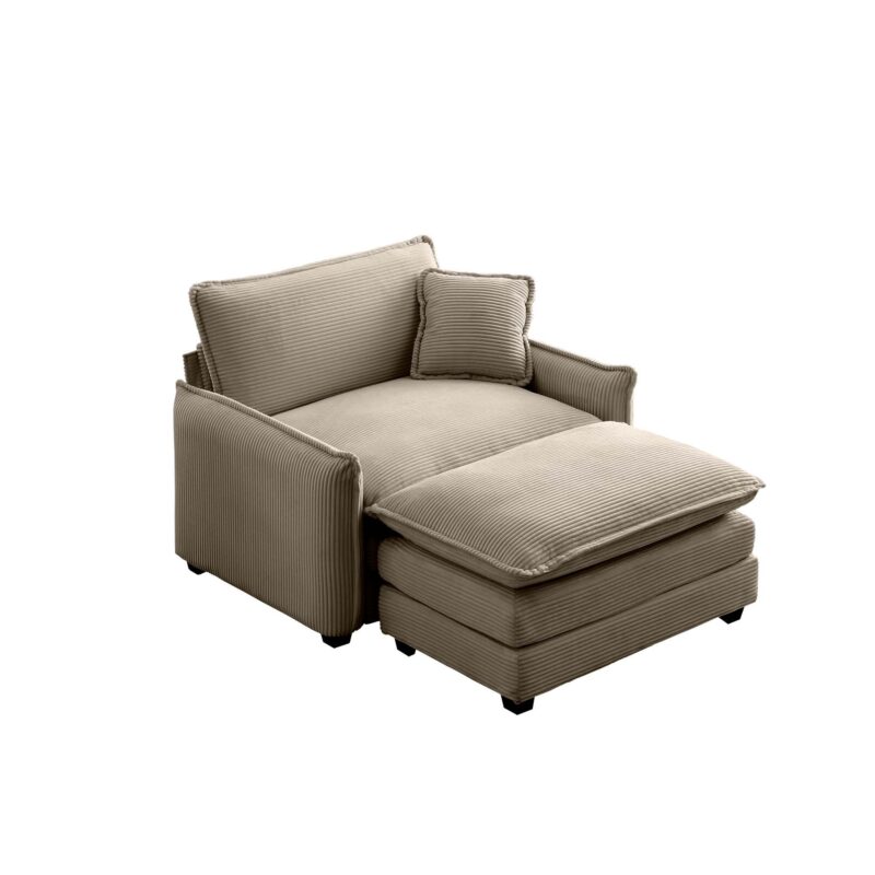 Walker Edison | Cloud Deep Sofa Chair With Ottoman - Image 7