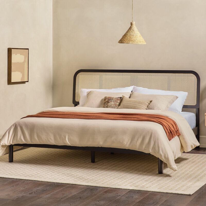 Neru Boho Curved Rattan-Headboard Bed Collection (Queen or King) - Image 18