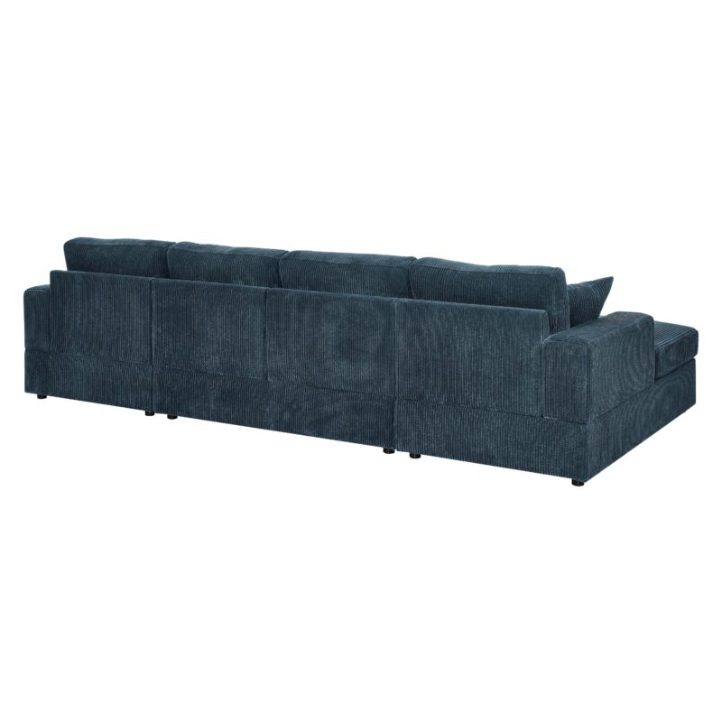Walker Edison | Coastal Teal Corduroy Double Chaise Cloud Sectional Sofa - Image 4