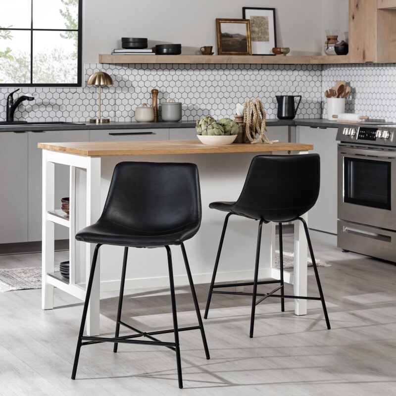 Xuma Urban Industrial Faux Leather Seating Collection (Dining Chair or Counter Stool), Set of 2 - Image 24