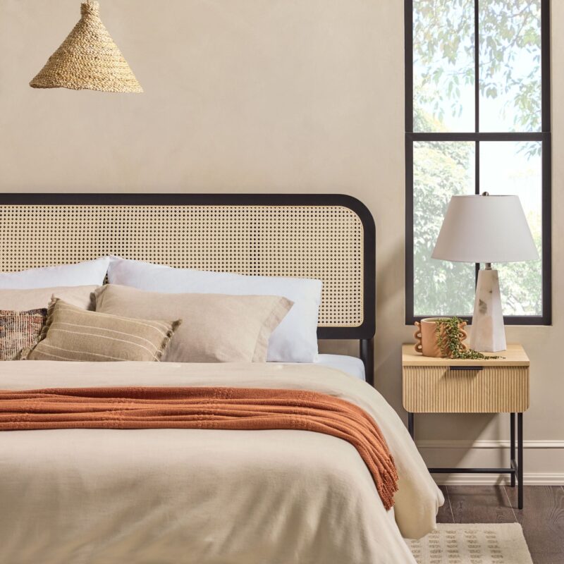 Neru Boho Curved Rattan-Headboard Bed Collection (Queen or King) - Image 16