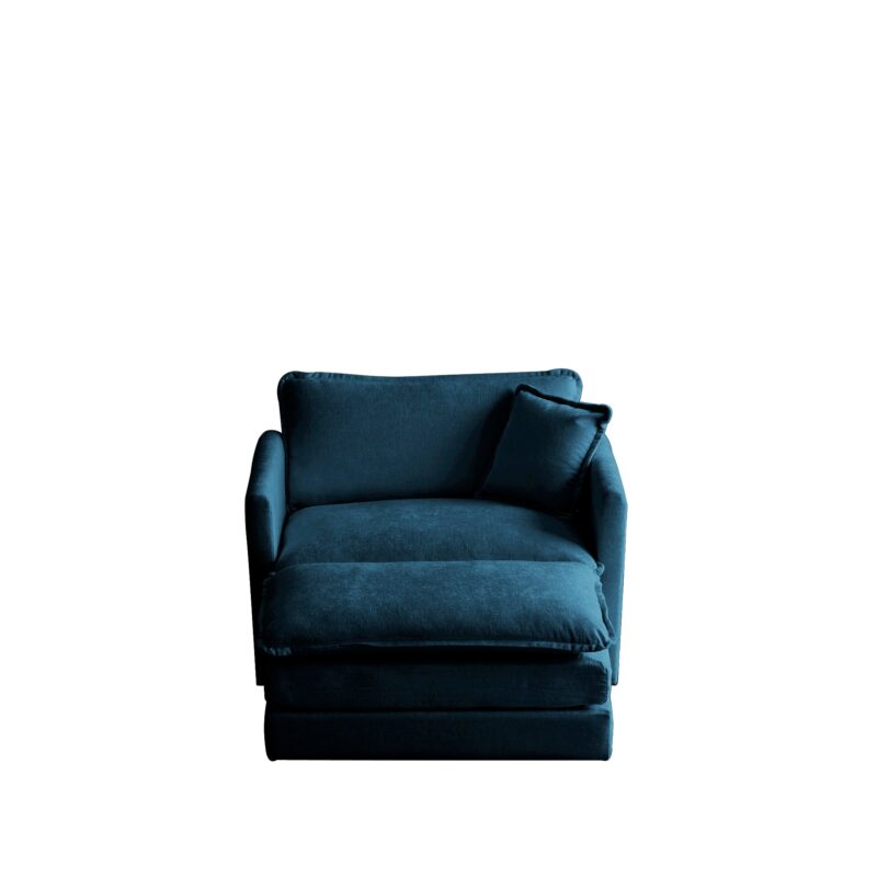 Walker Edison | Teal Chenille Cloud Accent Chair with Ottoman - Image 4