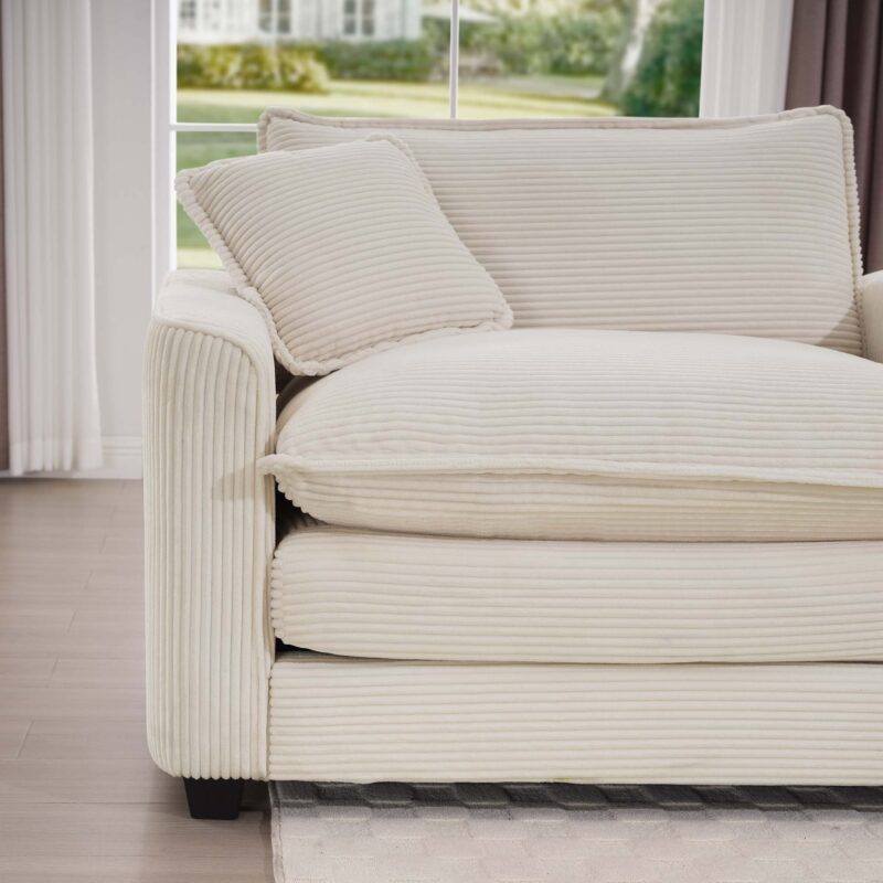 Walker Edison | Corduroy Deep Seat Cloud Accent Chair with Ottoman Set - Image 10