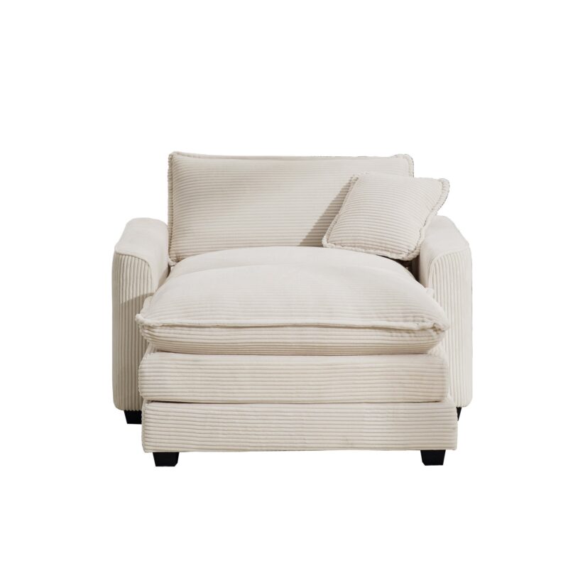 Walker Edison | Corduroy Deep Seat Cloud Accent Chair with Ottoman Set - Image 7