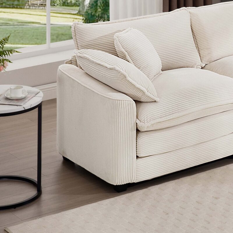 Walker Edison | Corduroy Deep Seat Cloud Accent Chair with Ottoman Set - Image 16