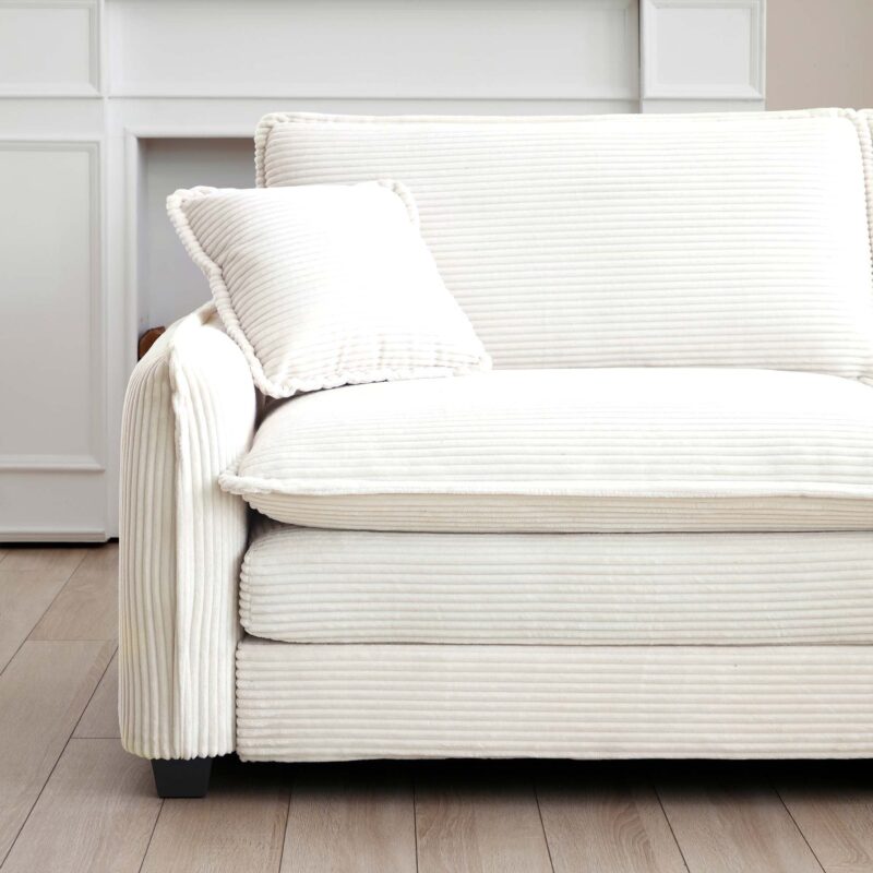Walker Edison | Beige Corduroy Deep Seated Accent Chair Set - Image 10