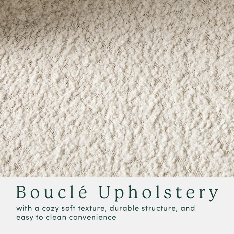 Linley Contemporary Bouclé Upholstered Accent Chair with Ottoman Set - Image 5