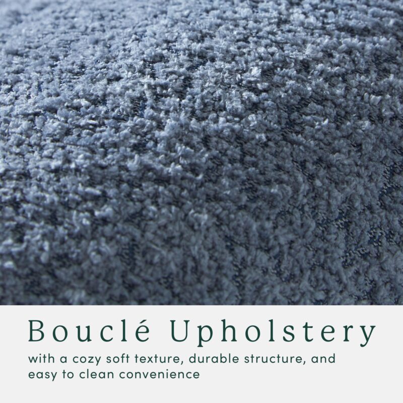 Linley Contemporary Bouclé Upholstered Accent Chair with Ottoman Set - Image 11